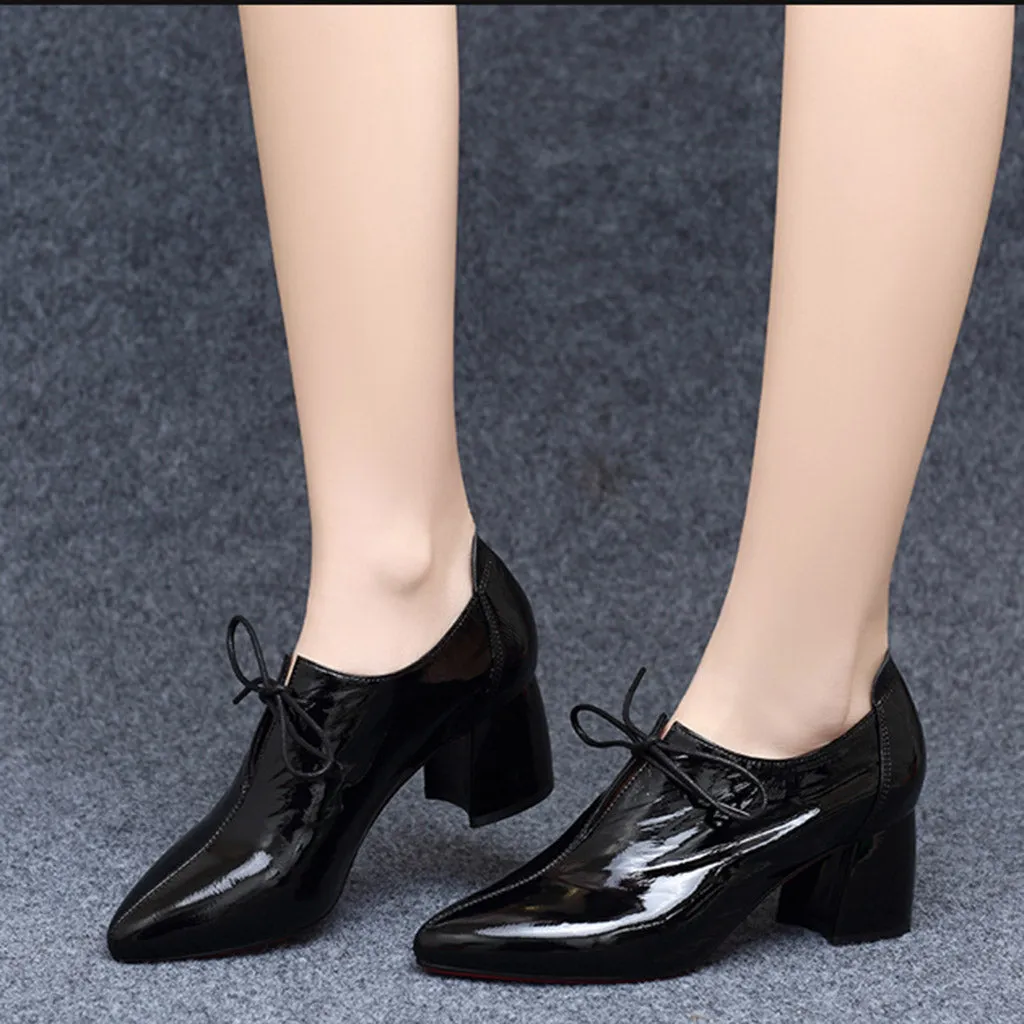 Spring Leather Mid-heel Pointed Fashion Women's Boots
