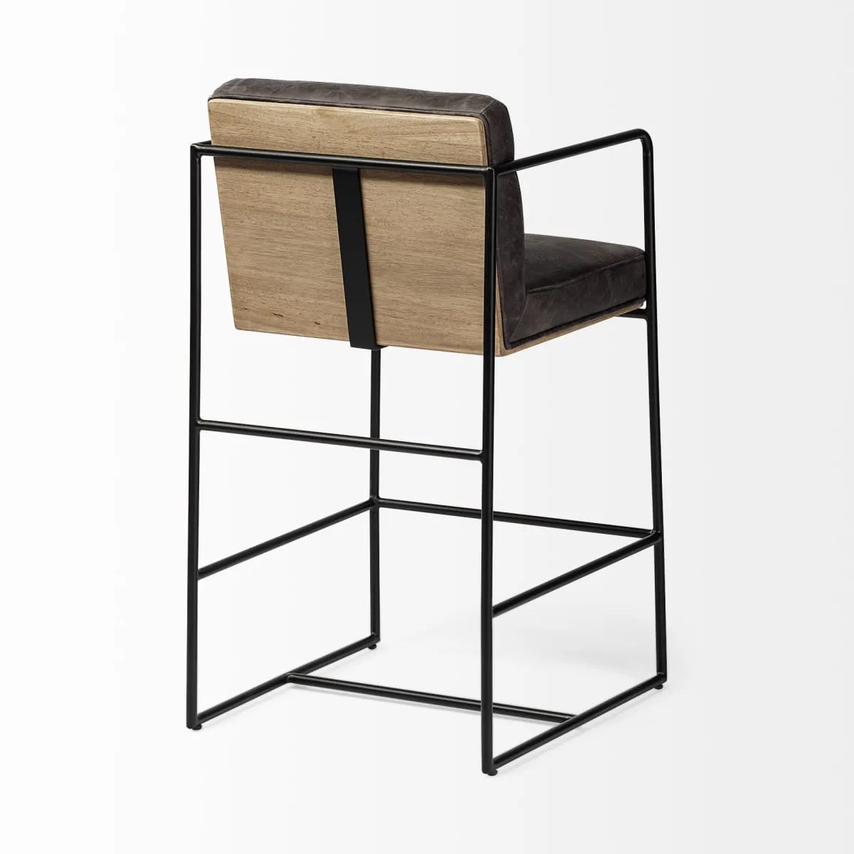 Stamford Bar Counter Stool Black Leather | Black Metal | Counter