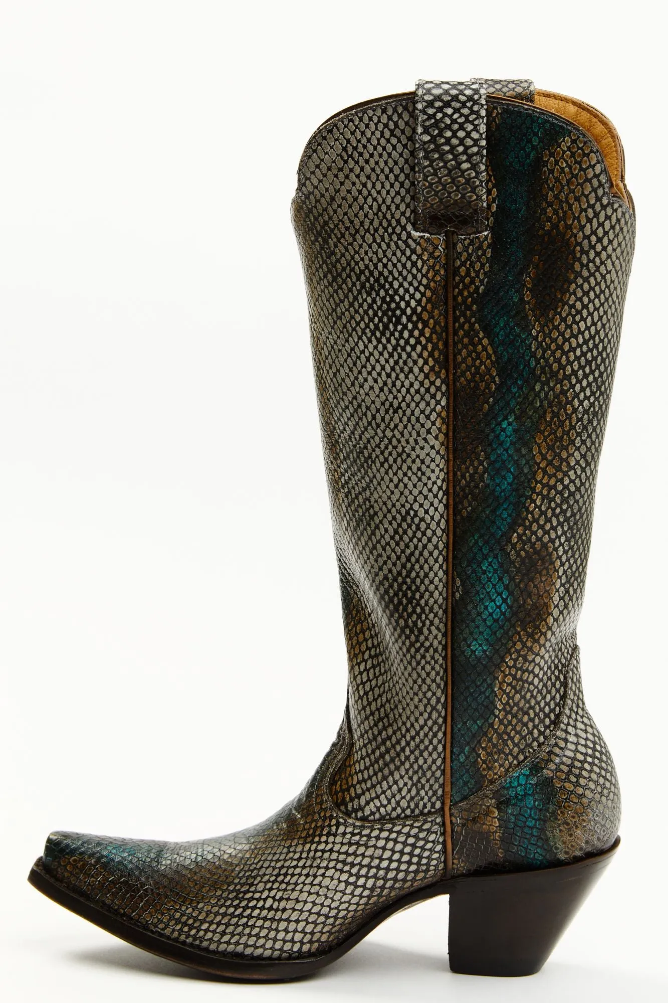 Strut Snake Print Leather Western Boots - Snip Toe