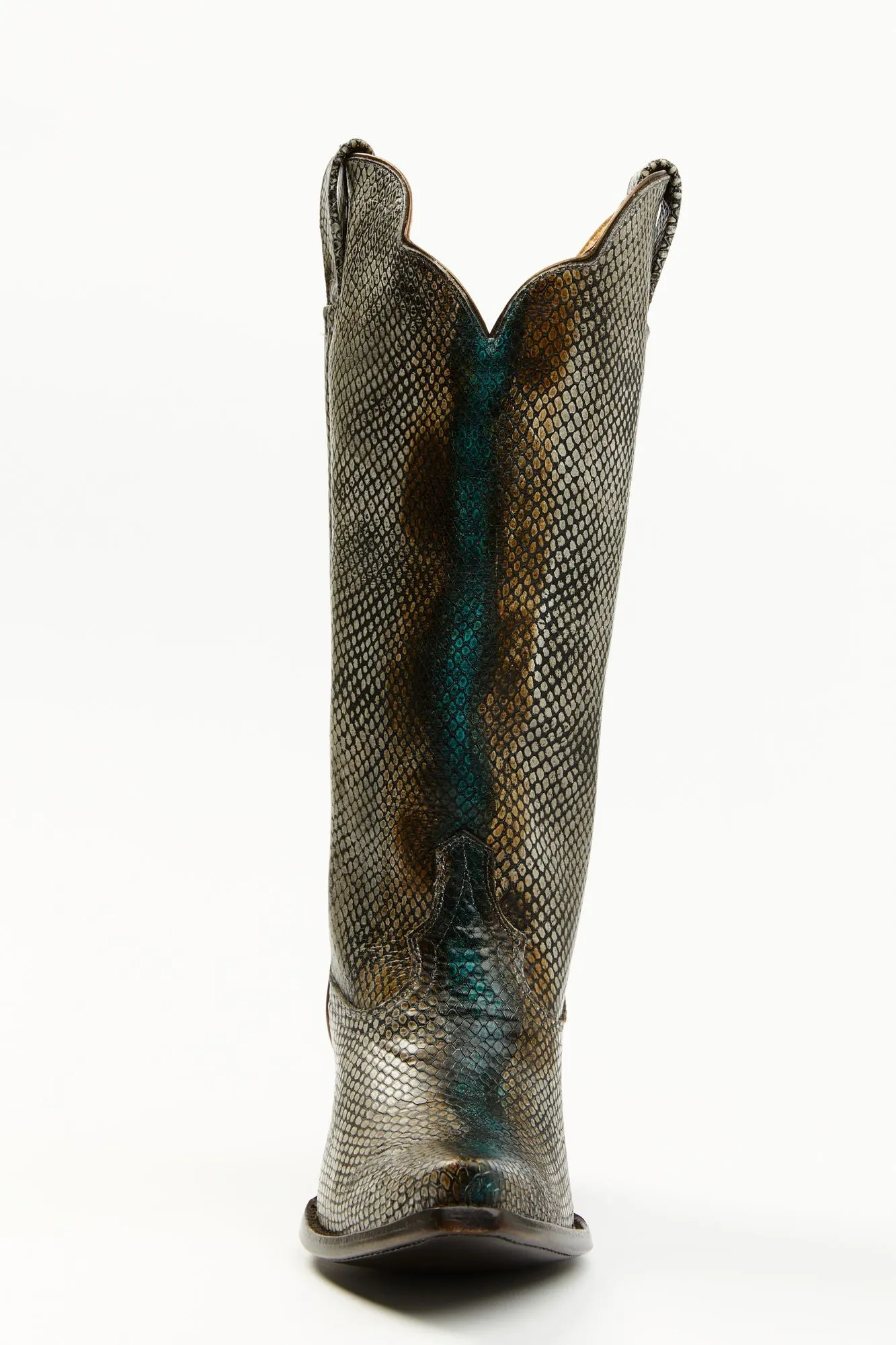 Strut Snake Print Leather Western Boots - Snip Toe