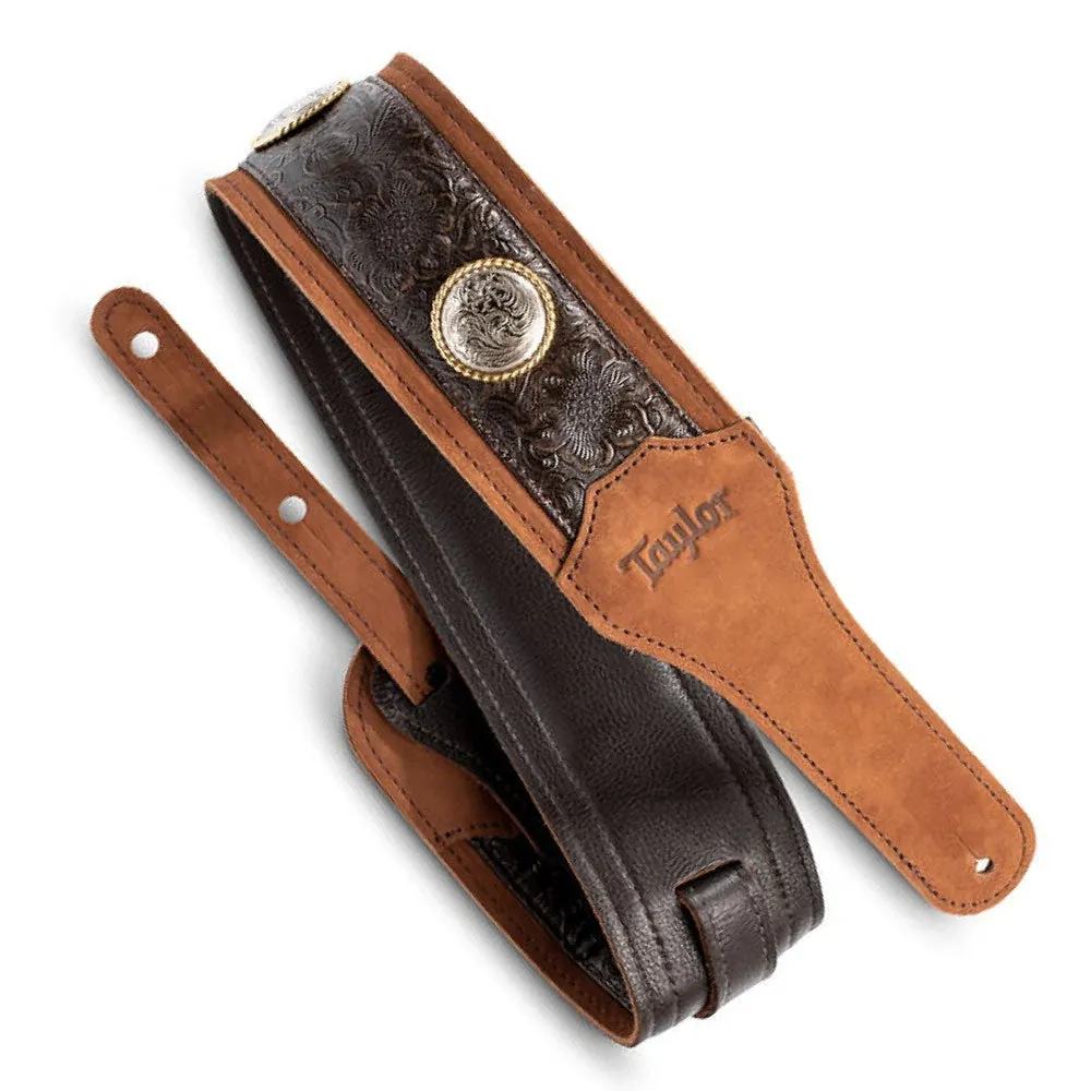 Taylor Guitar Strap Grand Pacific 3" Brown Leather - Conchos