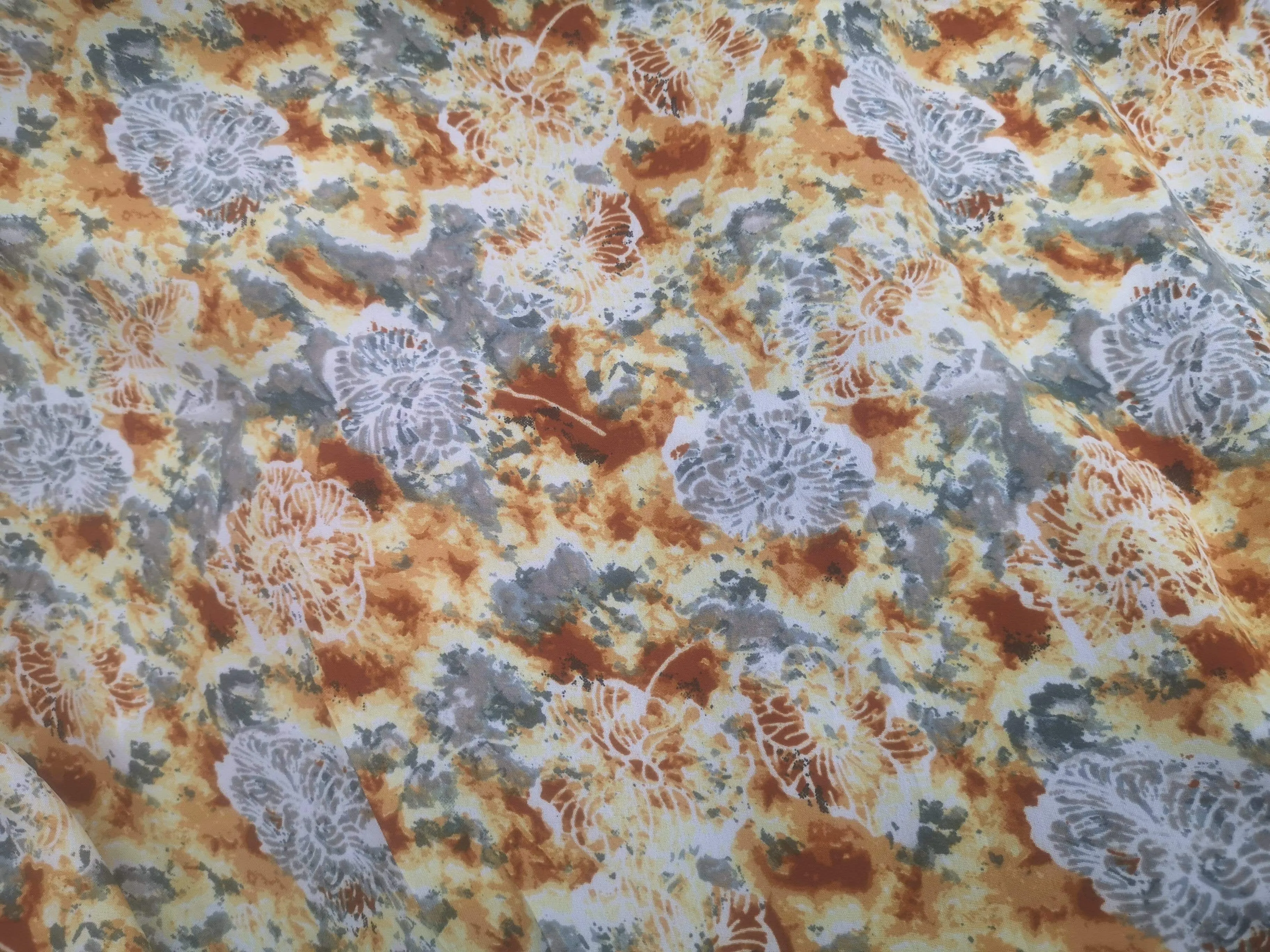 White Floral  - Clearance Printed Crepe