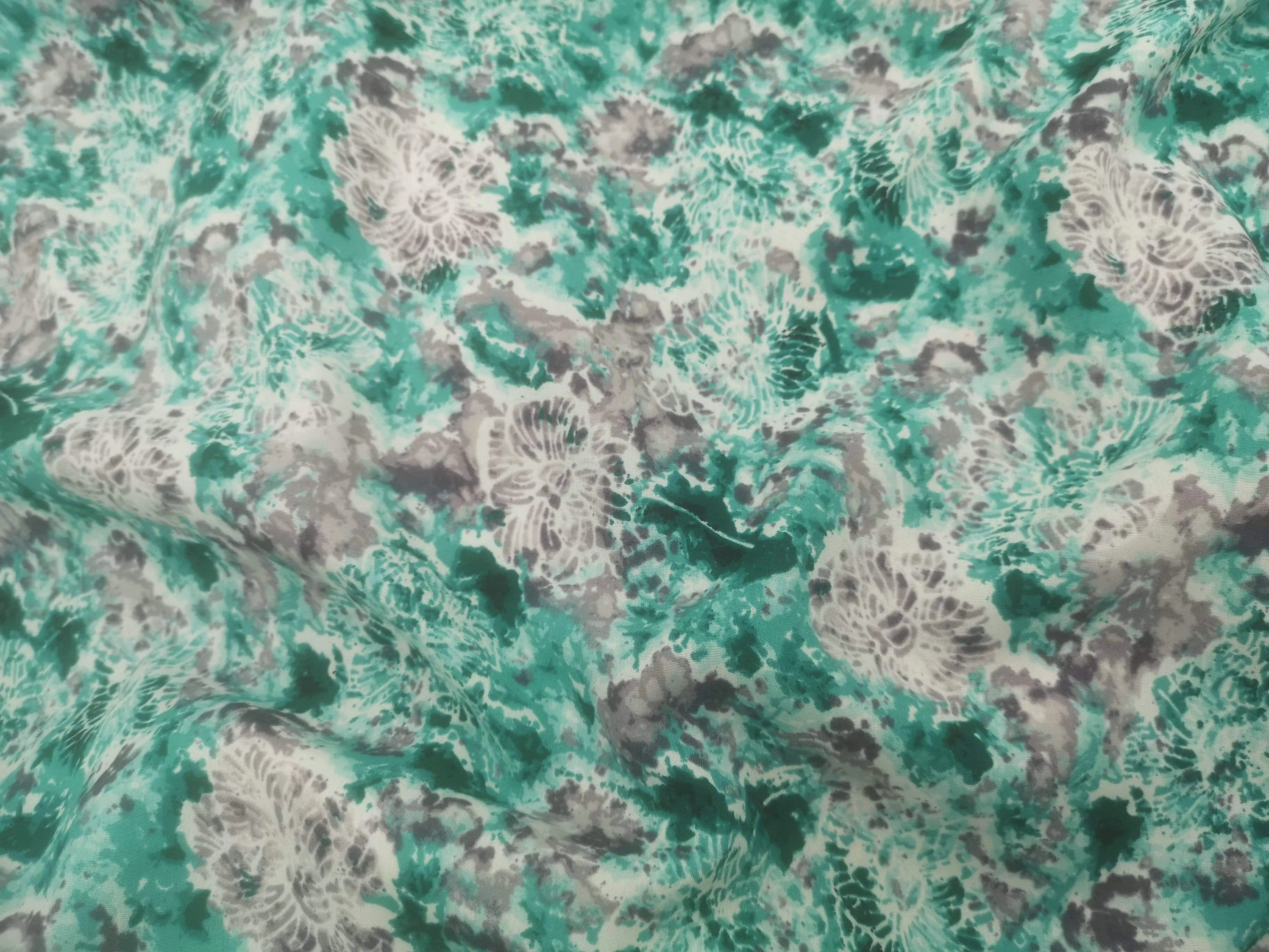 White Floral  - Clearance Printed Crepe