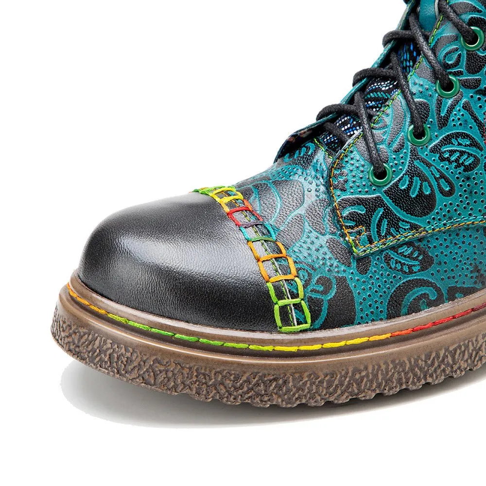 Women's Retro Sewing Leather Ankle Boots