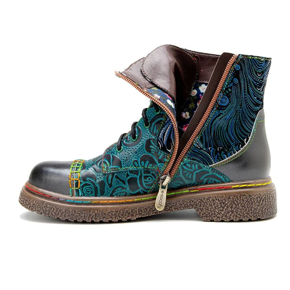 Women's Retro Sewing Leather Ankle Boots