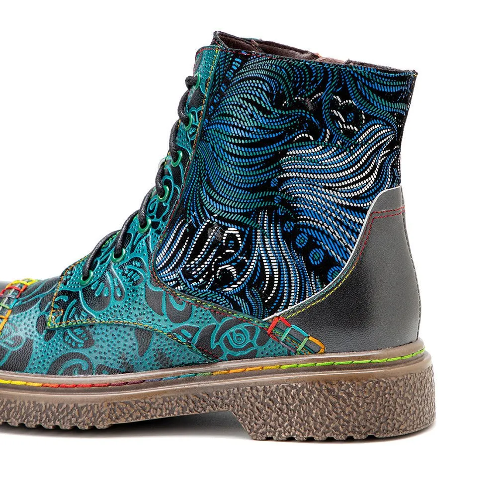 Women's Retro Sewing Leather Ankle Boots