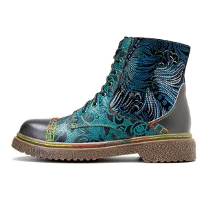 Women's Retro Sewing Leather Ankle Boots