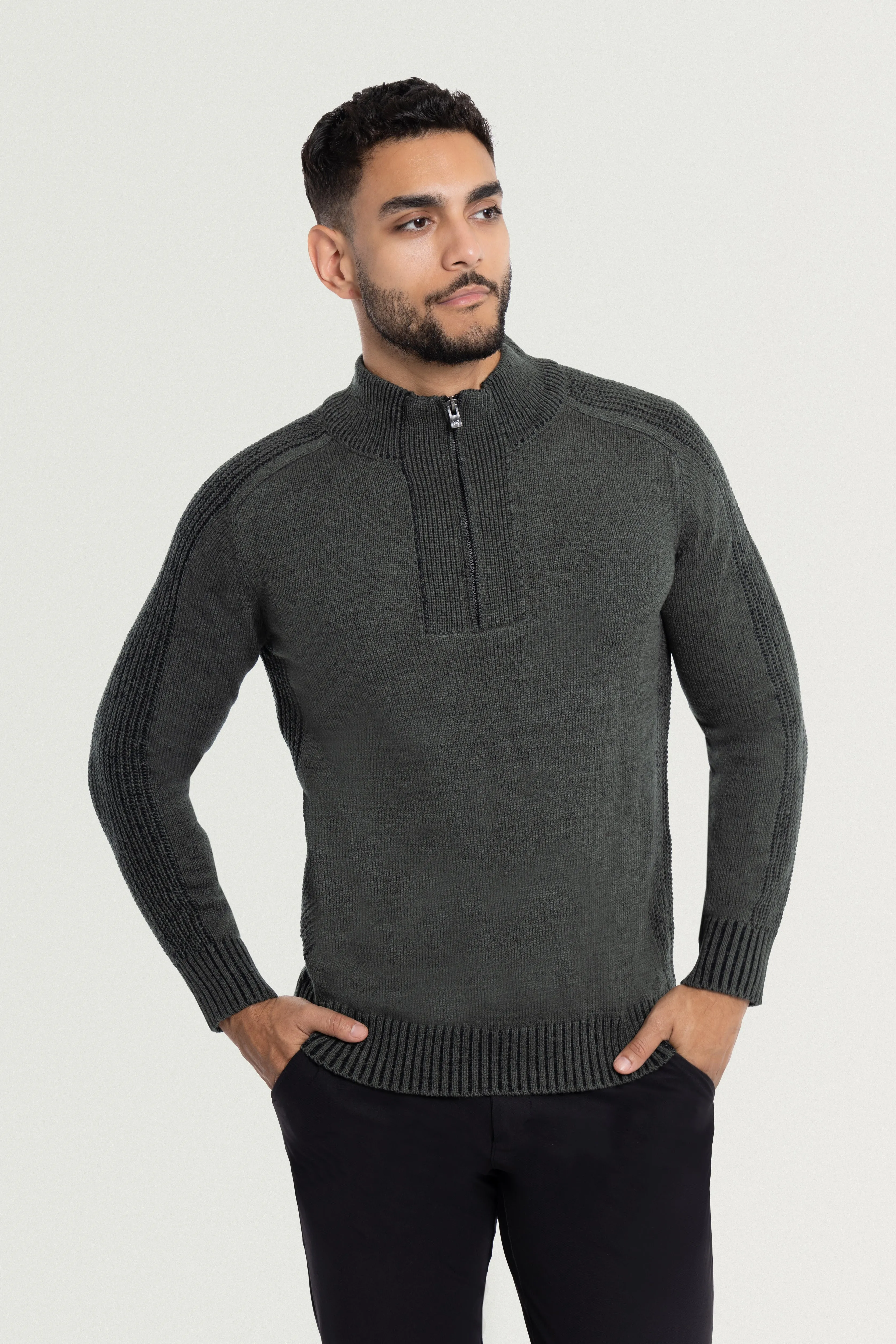 X RAY Men's Quarter Zip Mock Neck Pullover Sweater