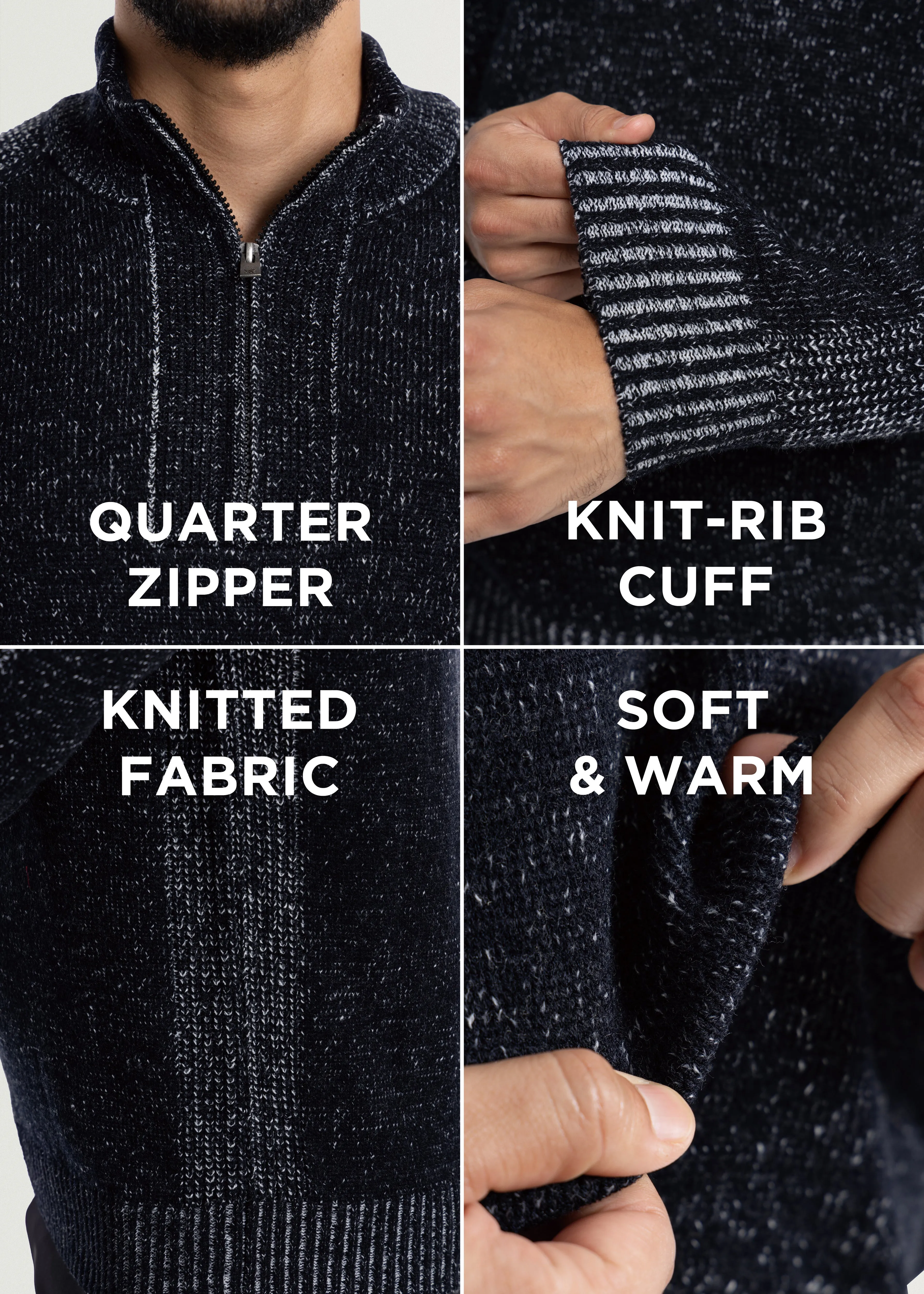X RAY Men's Quarter Zip Mock Neck Pullover Sweater