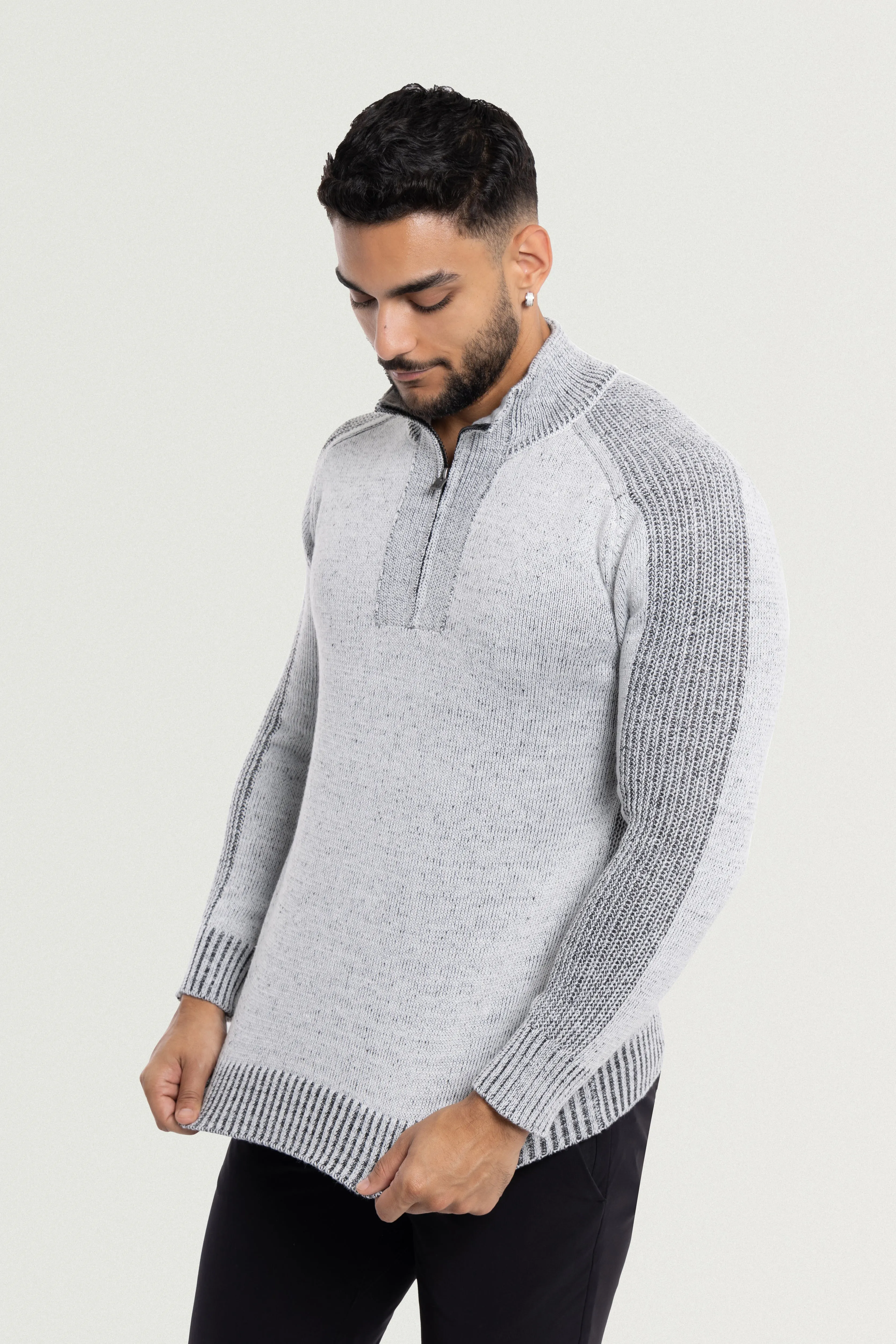 X RAY Men's Quarter Zip Mock Neck Pullover Sweater