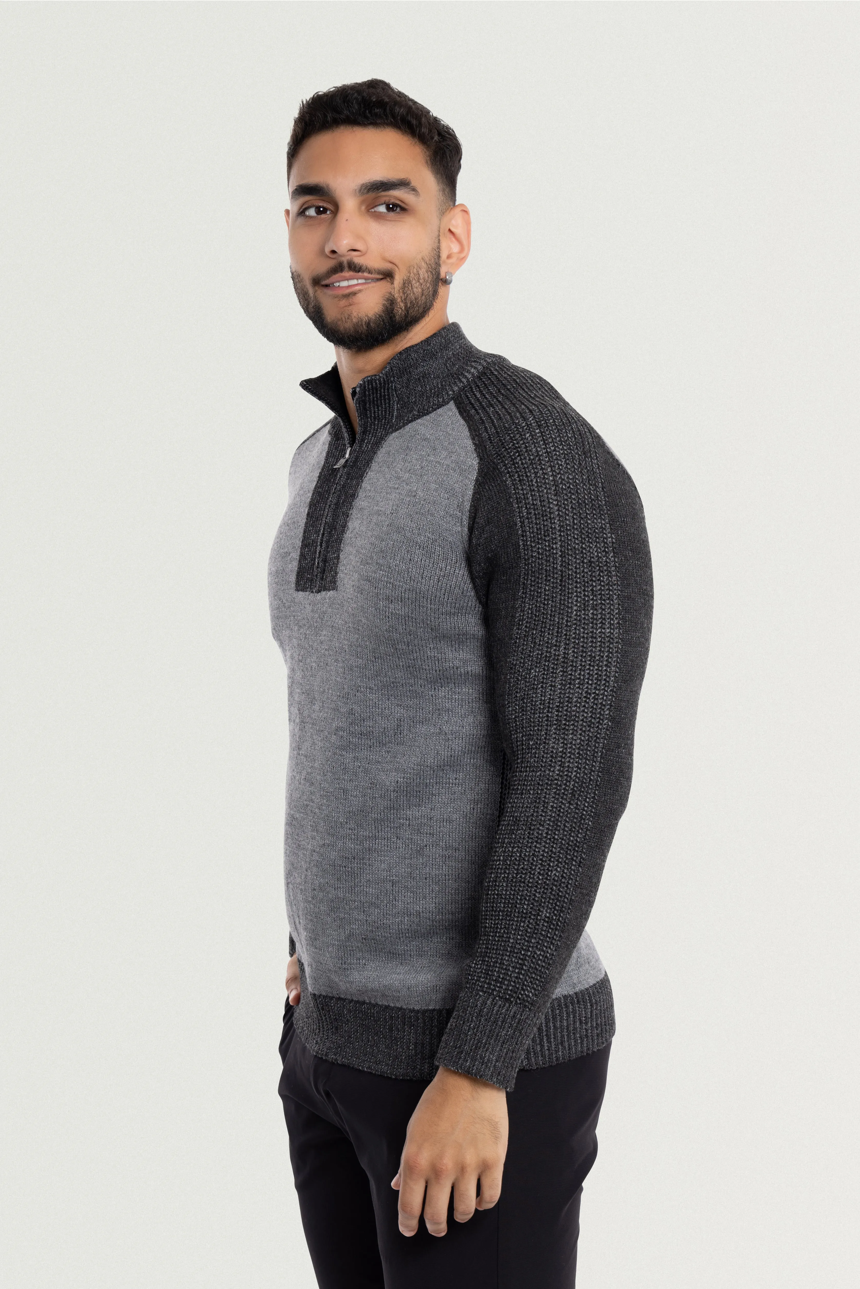 X RAY Men's Quarter Zip Mock Neck Pullover Sweater