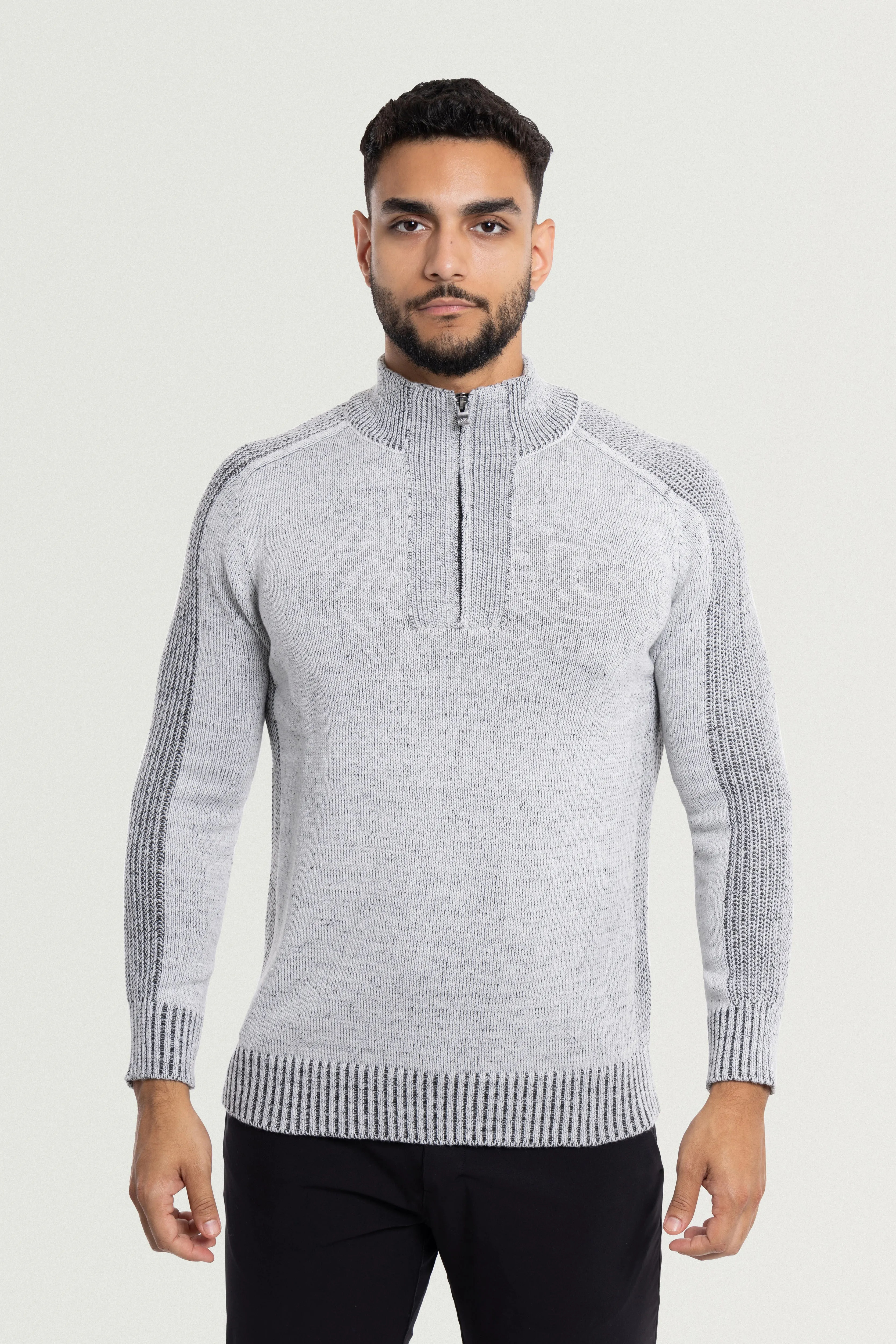 X RAY Men's Quarter Zip Mock Neck Pullover Sweater
