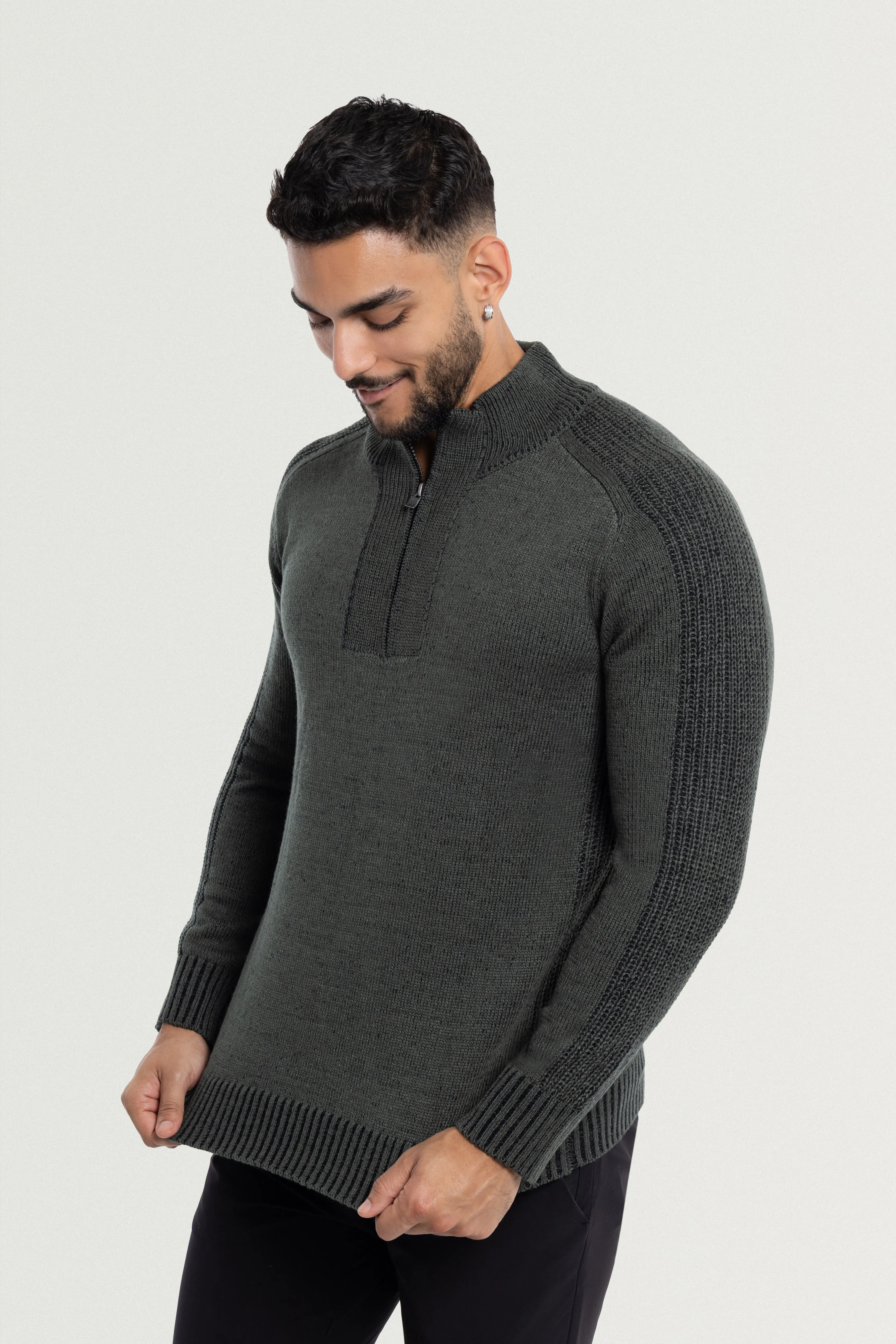 X RAY Men's Quarter Zip Mock Neck Pullover Sweater