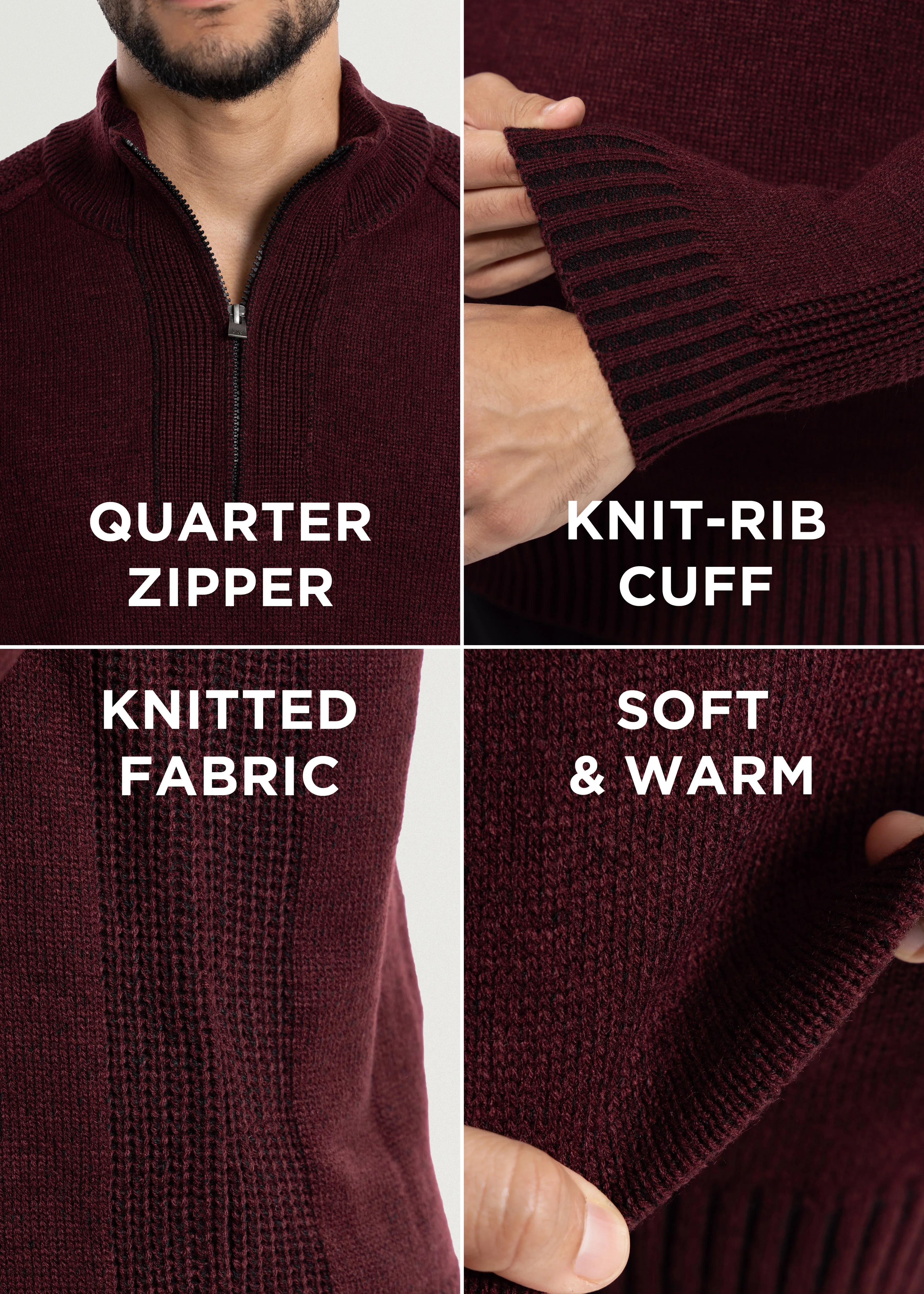 X RAY Men's Quarter Zip Mock Neck Pullover Sweater
