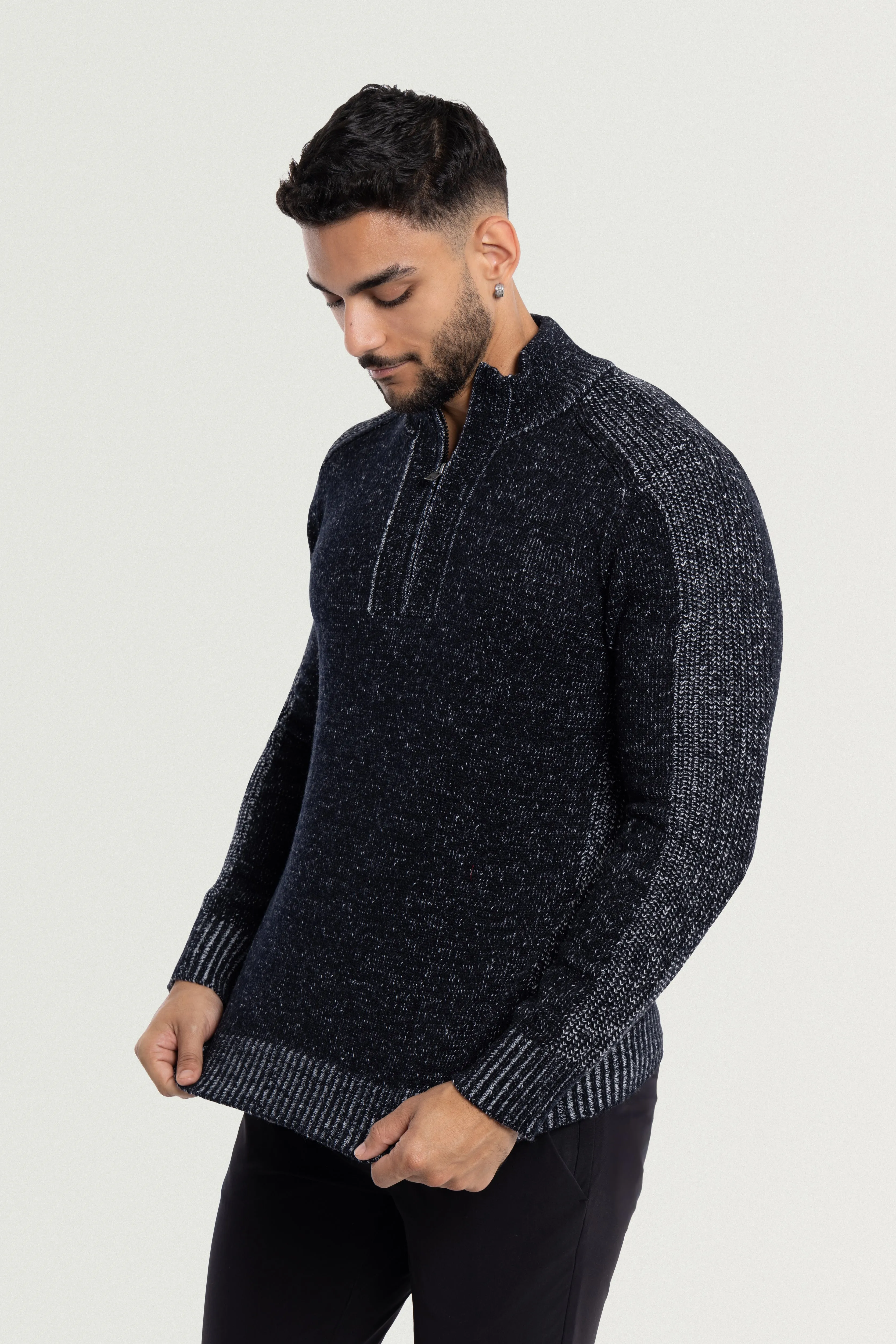 X RAY Men's Quarter Zip Mock Neck Pullover Sweater