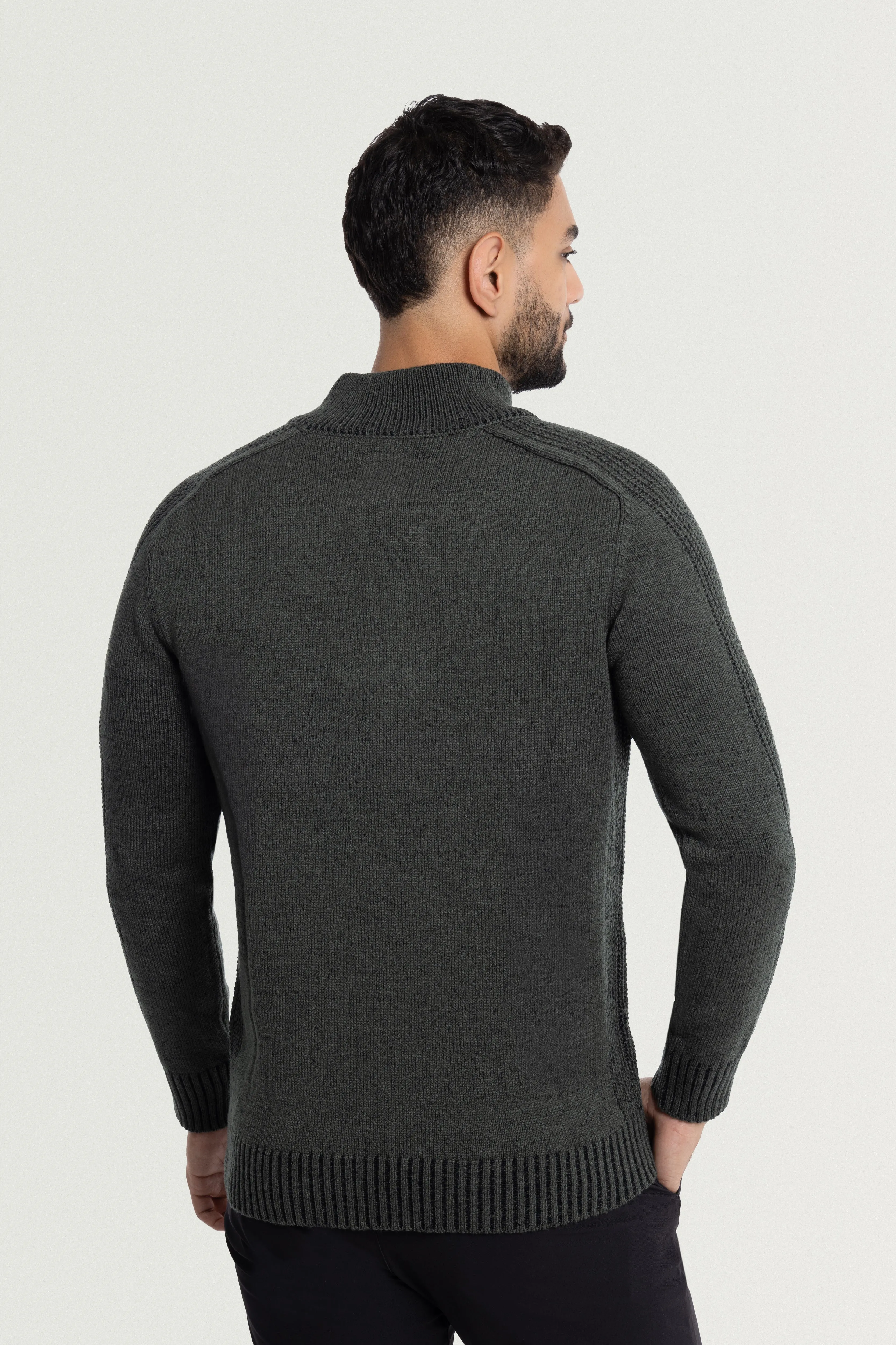 X RAY Men's Quarter Zip Mock Neck Pullover Sweater